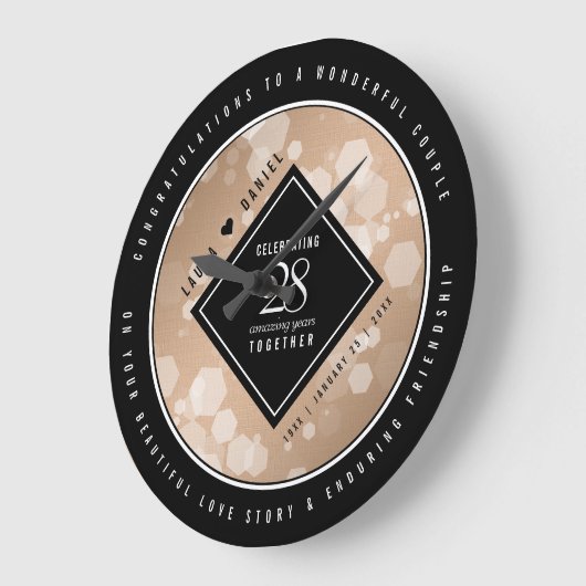 Elegant 28. Linen Hochzeitstag Feier Große Wanduhr (Winkel)