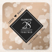 Elegant 28. Linen Hochzeitstag Feier Rechteckiger Pappuntersetzer (Vorderseite)