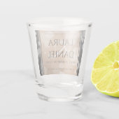 Elegant 28. Linen Hochzeitstag Feier Schnapsglas (Rückseite)