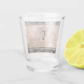 Elegant 28. Linen Hochzeitstag Feier Schnapsglas (Rückseite)