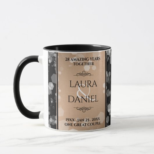 Elegant 28. Linen Hochzeitstag Feier Tasse (Links)