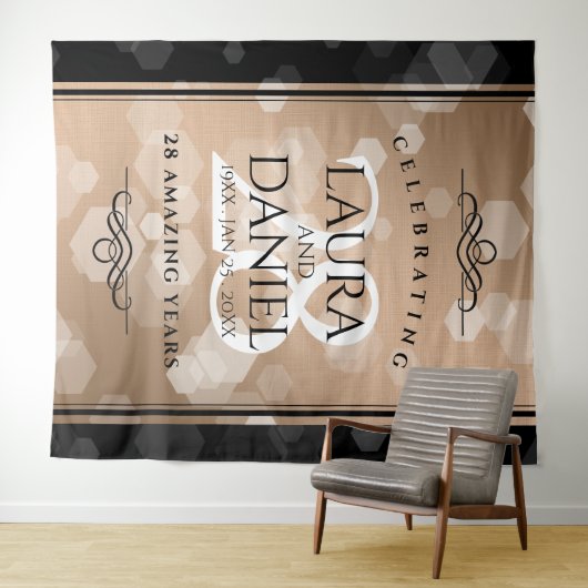 Elegant 28. Linen Hochzeitstag Feier Wandteppich (Beispiel (Horizontal))