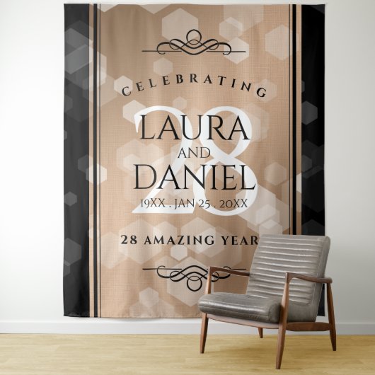 Elegant 28. Linen Hochzeitstag Feier Wandteppich (Beispiel)