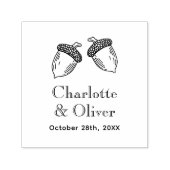 Elegant 2 Acorns Couple Names Date Monogram Permastempel (Design)