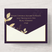 Elegant 2 Brides Dark Plum LGBTQ Pride Wedding All In One Einladung (Rückseite)