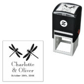 Elegant 2 Dragonflies Couple Names Date Monogram Permastempel (Beispiel)