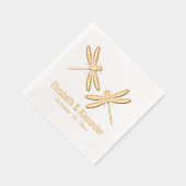 Elegant 2 Dragonflies Ehepaar Datum Servietten Mit Folie (Rechts)