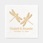 Elegant 2 Dragonflies Ehepaar Datum Servietten Mit Folie (Vorderseite)