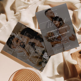 Elegant 2 Foto Budget QR Code Hochzeit Einladung