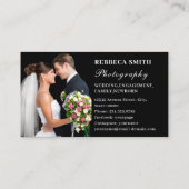 Elegant 2 Foto Collage Wedding Fotograf Black Visitenkarte (Rückseite)