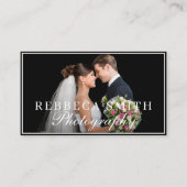 Elegant 2 Foto Collage Wedding Fotograf Black Visitenkarte (Vorderseite)