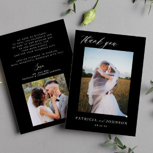 Elegant 2 Foto elegante Drehbuch Schwarze Hochzeit Dankeskarte