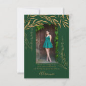 Elegant 2 Foto Emerald Green und Gold Leaf Dankeskarte (Vorderseite)