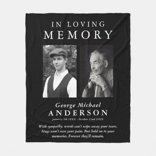 Elegant 2 Foto "In Love Memory" Tribut Fleecedecke (Vorderseite)