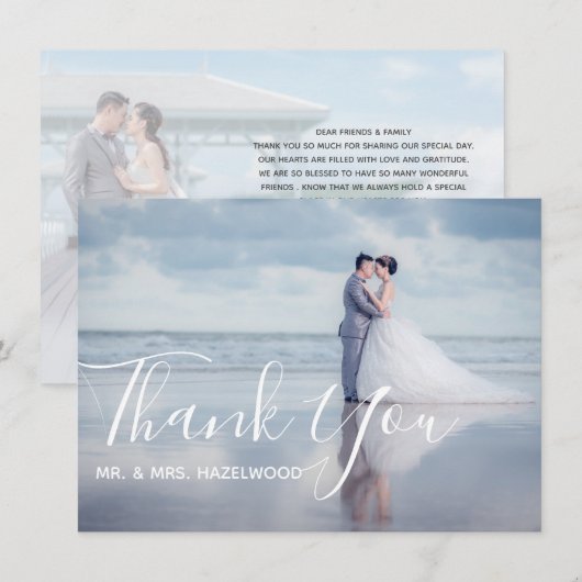 Elegant 2 Foto Kalligrafie Script Wedding (Vorne/Hinten)