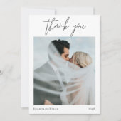 Elegant 2 Foto Kalligraphie Danke für die Hochzeit (Vorderseite)