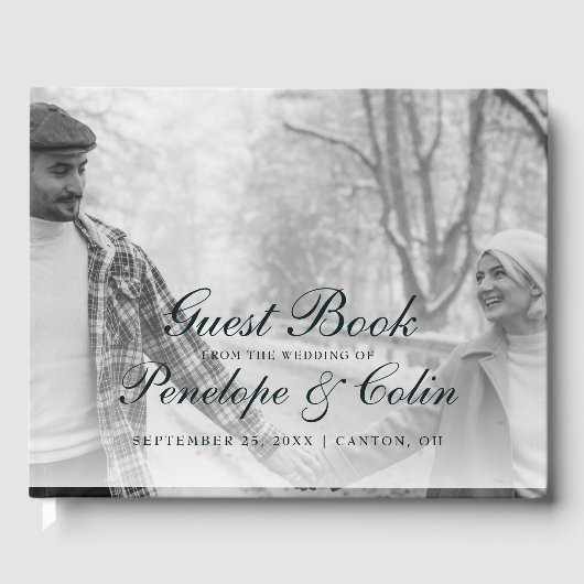Elegant 2 Foto Library Book Wedding Guest Book Gästebuch (Vorderseite)