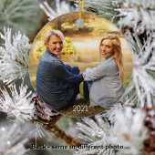 Elegant 2 Foto Mutter von Tochter Weihnachten Keramik Ornament