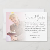 Elegant 2 Foto Overlay Geburtstagsparty Danke Karte (Vorderseite)