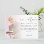 Elegant 2 Foto Overlay Geburtstagsparty Danke Karte (Stehend Vorderseite)