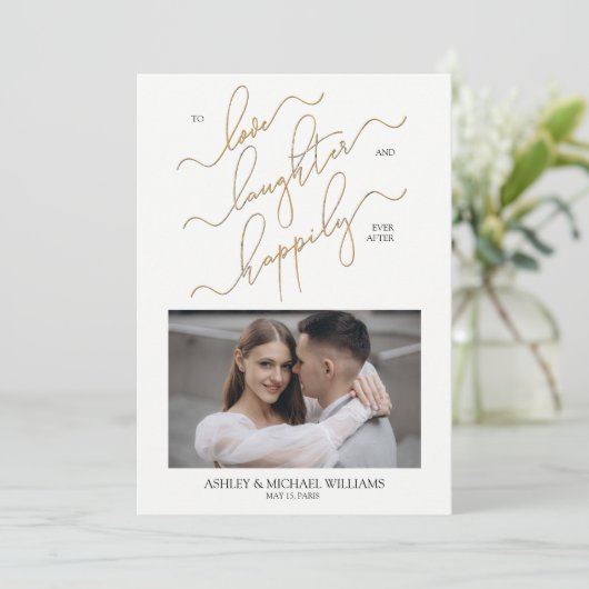 Elegant 2 Foto QR Code Script glücklich immer nach Einladung (Stehend Vorderseite)