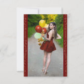 Elegant 2 Foto Rot und Gold Leaf Dankeskarte (Rückseite)