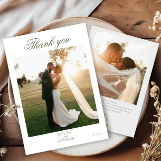 Elegant 2 Foto Vielen Dank für Ihre Hochzeitskarte Dankeskarte