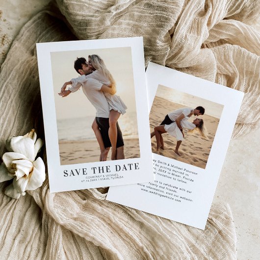 Elegant 2 Foto Wedding Save The Date
