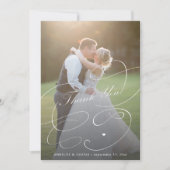 Elegant 2 Fotos Kalligraphie Skript Hochzeit Dankeskarte (Vorderseite)