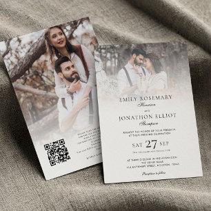 Elegant 2 Fotos Overlay QR-Code Formal Wedding Einladung