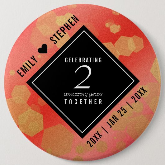 Elegant 2. Garnet Hochzeitstag Button (Vorderseite)