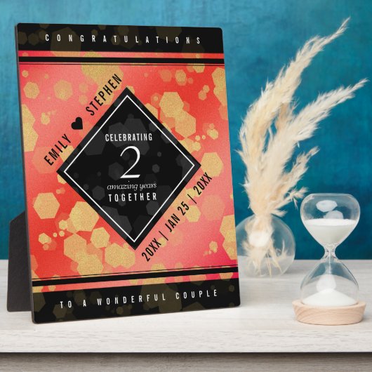 Elegant 2. Garnet Hochzeitstag Fotoplatte (Seite)