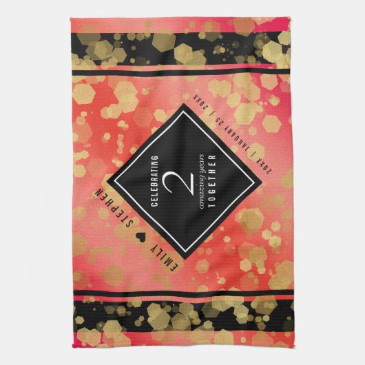 Elegant 2. Garnet Hochzeitstag Geschirrtuch (Vertikal)