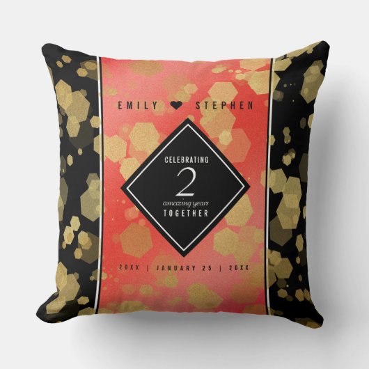 Elegant 2. Garnet Hochzeitstag Kissen (Vorderseite)