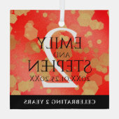 Elegant 2. Garnet Hochzeitstag Ornament Aus Glas (Rückseite)