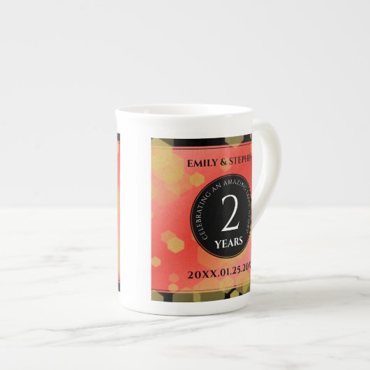 Elegant 2. Garnet Hochzeitstag Porzellantasse (Vorderseite Rechts)