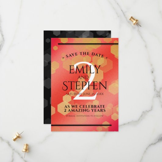 Elegant 2. Garnet Hochzeitstag Save The Date (Vorderseite/Rückseite Beispiel)