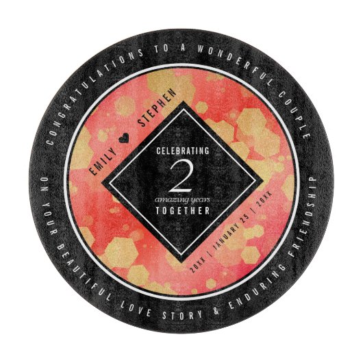 Elegant 2. Garnet Hochzeitstag Schneidebrett (Vorderseite)