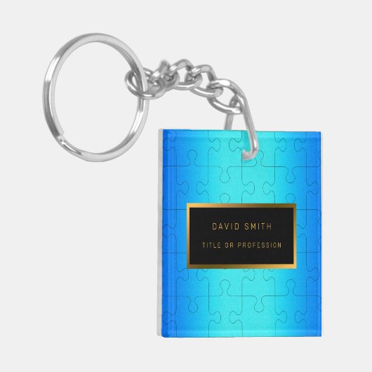 Elegant 2u1 Royal Blue Metal Business Card & Schlüsselanhänger (Vorderseite links)