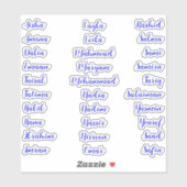 Elegant 30 | Blue Calligraphy Script Aufkleber (Blatt)