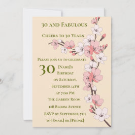 Elegant 30. Geburtstag Einladung Blumendesign