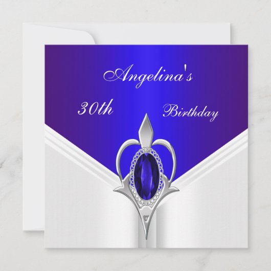Elegant 30. Geburtstag Exotic Blue Silver Jewel Einladung (Vorderseite)
