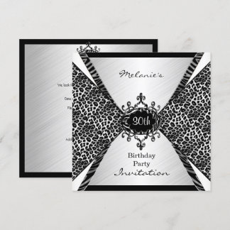 Elegant 30. Geburtstag Leopard Zebra Schwarz-weiß Einladung