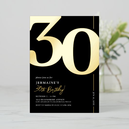 Elegant 30. Geburtstag Party Einladung (Stehend vorne)