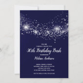 Elegant 30. Geburtstag Sterne Navy Blue Einladung (Vorderseite)