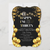 Elegant 30. Geburtstagsfeier Black Elegant Einladung (Vorderseite)