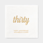 Elegant 30. Hochzeitstag Goldmedaille Napkins Servietten Mit Folie (Vorderseite)