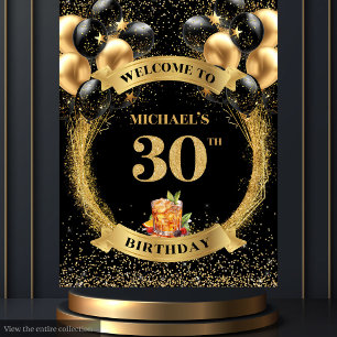 Elegant 30. Man Birthday Whiskey Event Hintergrund Wandteppich