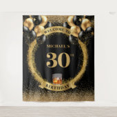 Elegant 30. Man Birthday Whiskey Hintergrund Wandteppich (Vorderseite)