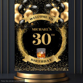 Elegant 30. Man Birthday Whiskey Hintergrund Wandteppich